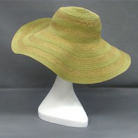 Wide Brim Hat - Straw Hat: Paper Straw Wide Brim Hat - Olive/Gold - HT-ST1170OLGD